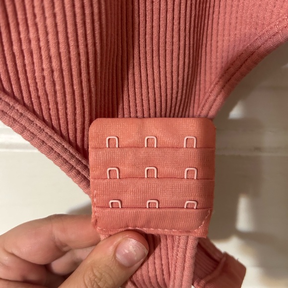 Double Zero Ribbed Bodysuit in Pink - Picture 4 of 5